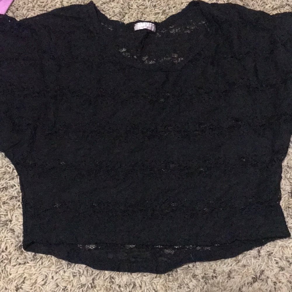 See through black crop top